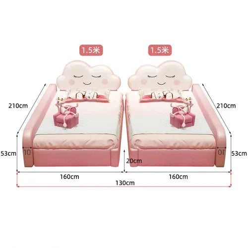 Cama infantil princesa color crema minimalista moderna doble individual madre cómoda cama francesa niño niña niño muebles de salón