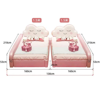 Cama infantil princesa color crema minimalista moderna doble individual madre cómoda cama francesa niño niña niño muebles de salón