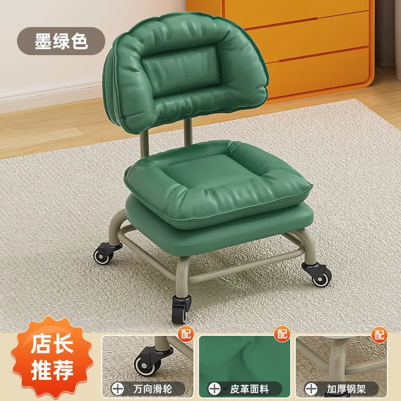 Small Stool with Universal Wheels for Home Use Children Walking with Wheels Backrest Chair 의자 식탁의자 Kitchen Living Room 가구