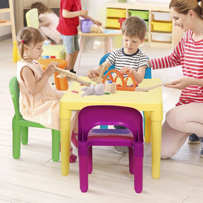 Mesa y 4 sillas para niños de EE. UU., juguetes de fiesta para niños pequeños, muebles de actividades divertidas, juego de juego.