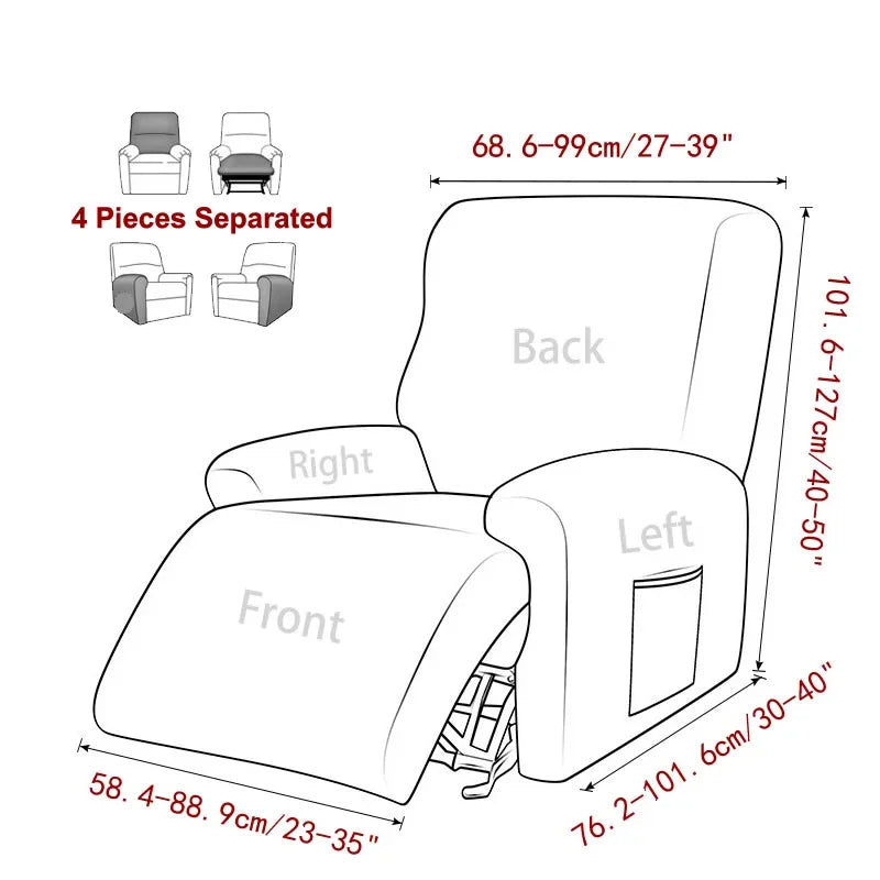 Velvet Elastic Recliner Sofa Cover for Living Room Elastic Reclining Chair Cover Protection Lazy Boy Relax Armchair Slipcovers