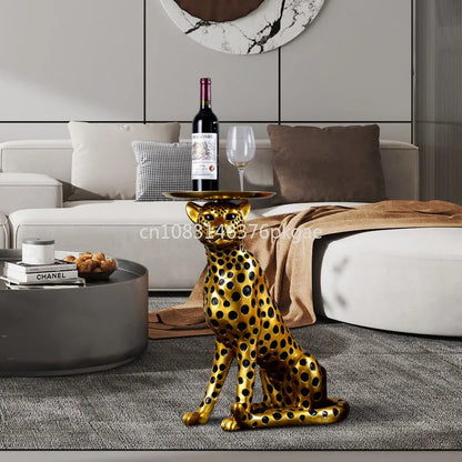 Bandeja de almacenamiento grande con forma de leopardo para exhibir en el suelo, junto al sofá de la sala de estar, como decoración, como regalo de inauguración de la casa