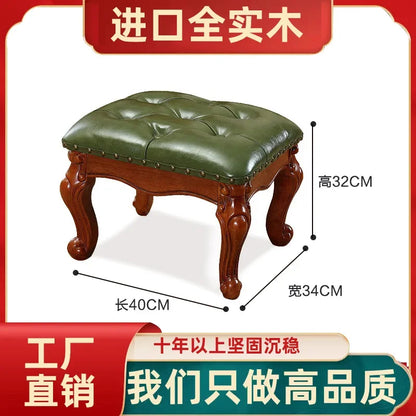 Small Kitchen Chair Coffee Table Adult Stool Living Room Solid Wood Backrest Children Chair Home Leather Low Stool 원목의자 Stuhl