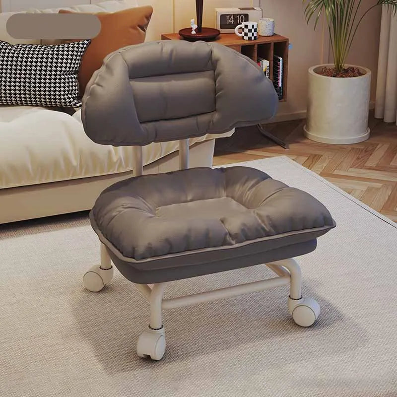 Taburete de metal con ruedas Muebles pequeños para sala de estar Otomanas extraíbles Taburetes portátiles para cambiar zapatos Silla con respaldo para niños