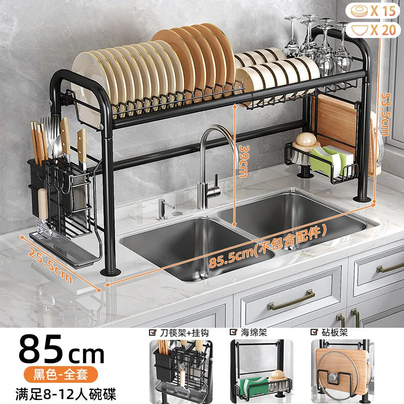 Kitchen Storage Shelf Over The Sink Dish Drying Rack Counter Dish Drying Rack Utensil Chopsticks Storage Cutting Board Organizer