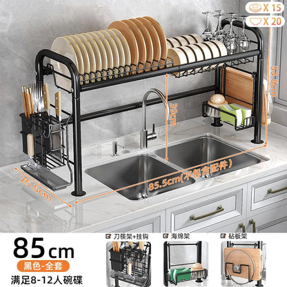 Estante de almacenamiento de cocina sobre el fregadero, escurridor de platos, escurridor de platos de mostrador, almacenamiento de utensilios y palillos, organizador de tabla de cortar