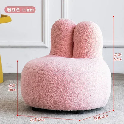 Nordic Lamb Velvet Fabric Single Small Sofa Ins Wind Net Red Creative Personality Bedroom Rabbit Ear Princess Sofa Stool