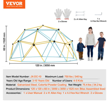 VEVOR Climbing Dome 6/8/10/12FT Geometric Dome Climber Hammock Swing Jungle Gym Climbing Grip Outdoor Backyard Play Equipment