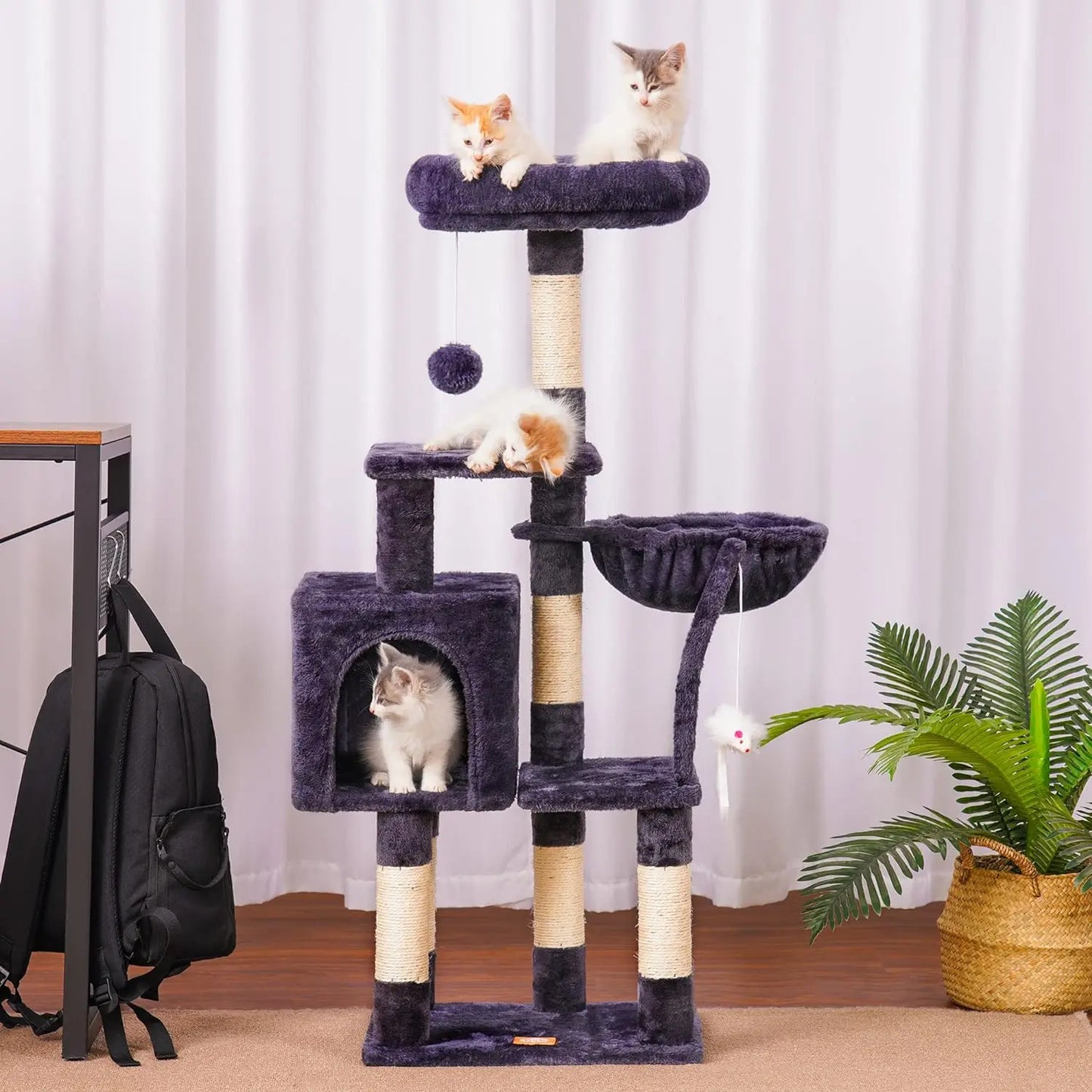 Cadre d'escalade pour chat de compagnie Tour pour chat en sisal en bois de haute qualité Griffoir Nid pour chat Tout-en-un Grands jouets d'escalade pour chat