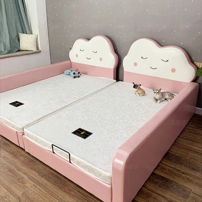 Cama infantil princesa color crema minimalista moderna doble individual madre cómoda cama francesa niño niña niño muebles de salón