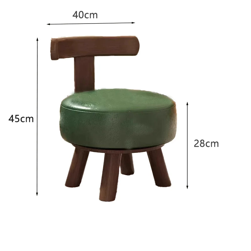 Solid Wood Rotating Stools Household Low Backrests Small Chairs Living Room Sofas Soft Bags Shoe Changing Stools Children Design