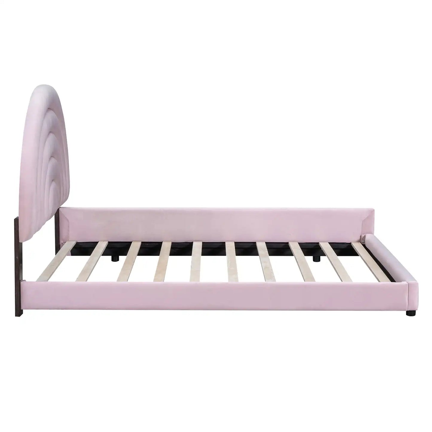 Lit plateforme rembourré double et pleine grandeur Deux lits de repos séparés pour enfants, adolescents et adultes Rose Style moderne et confort traditionnel