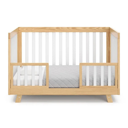 Lit bébé convertible Storkcraft Beckett (naturel avec lattes blanches) – Se transforme de lit bébé en lit pour tout-petit et en lit de repos