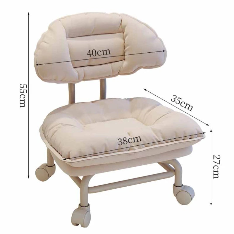 Taburete de metal con ruedas Muebles pequeños para sala de estar Otomanas extraíbles Taburetes portátiles para cambiar zapatos Silla con respaldo para niños