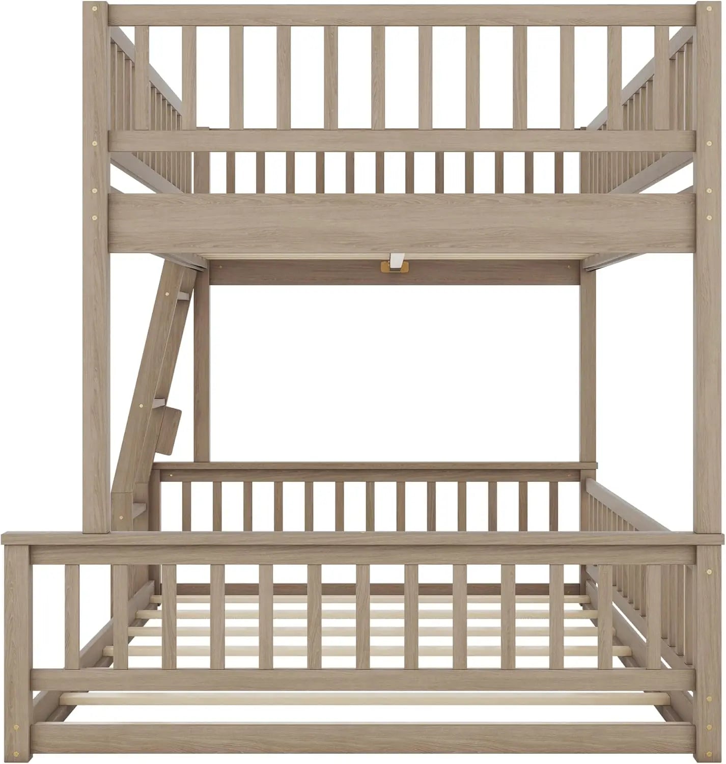 Lit superposé moderne Full XL sur Queen avec échelle et garde-corps, lit superposé en bois pour chambre d'enfants, adolescents et adultes, design amovible