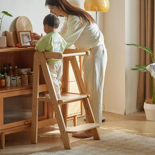 Simple Wooden Step Ladders Children Stools Living Room Chairs Kitchen Bath Folding Stool Household Non-slip Step Armrest Chair