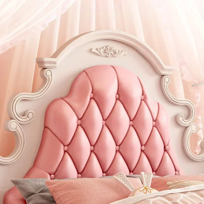 Cama infantil de lujo de princesa bonita de madera americana, bonita cama infantil moderna de color rosa, juego de dormitorio con muebles tipo loft