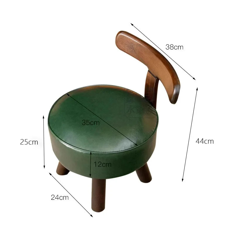 Solid Wood Rotating Stools Household Low Backrests Small Chairs Living Room Sofas Soft Bags Shoe Changing Stools Children Design