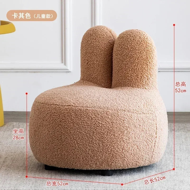 Nordic Lamb Velvet Fabric Single Small Sofa Ins Wind Net Red Creative Personality Bedroom Rabbit Ear Princess Sofa Stool