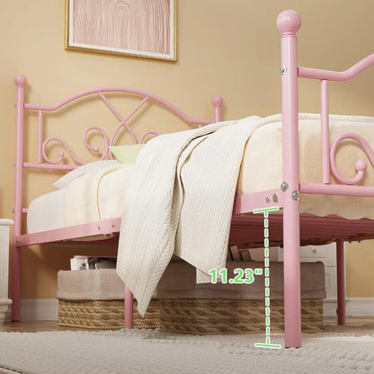 Weehom Twin Bed Frames, Modern Twin Size Metal Bed Frames for Kids Girls, No Box-Spring Needed Twin Platform Bed Frame