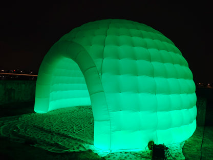 Carpa inflable portátil con forma de iglú y luz LED, carpa inflable con dosel y soplador de aire para exhibiciones, campamentos, fiestas y eventos