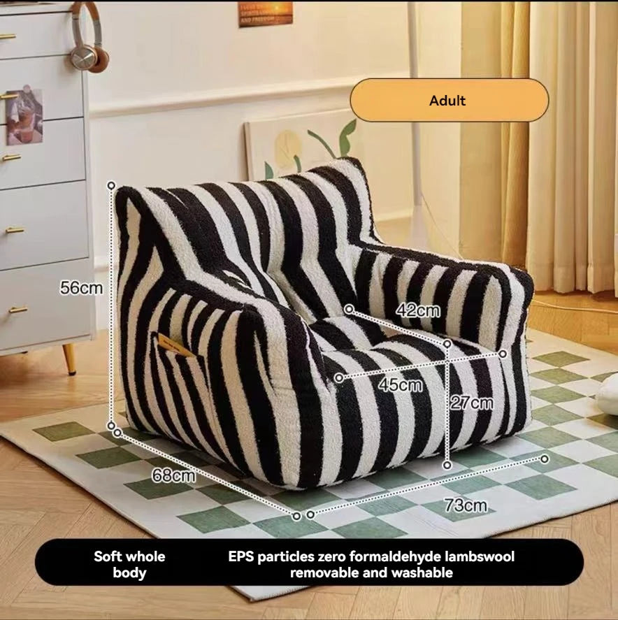 Lamb Plush Children's Sofa Reading Book Corner Samll Chair Baby Lazy Sofa Stool Sitting on The Ground Small Stripe Sofa Chair