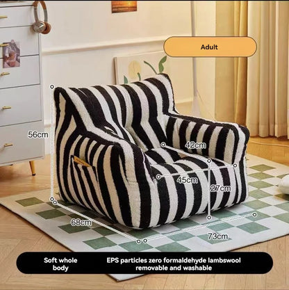 Lamb Plush Children's Sofa Reading Book Corner Samll Chair Baby Lazy Sofa Stool Sitting on The Ground Small Stripe Sofa Chair