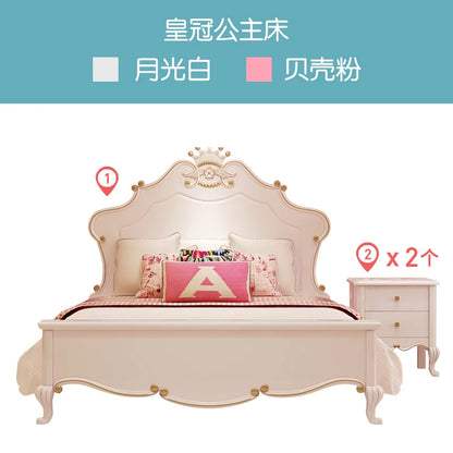 Princess Wood Luxury Double Bed Kids Modern Loft White Single Bed Children Girls Camas De Dormitorio Bedroom Set Furniture