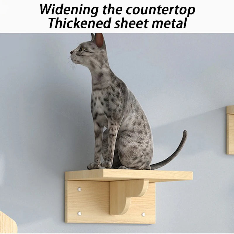 Wall Mounted Cat Climbing Shelf Set Wooden Hanging Cat Tree Hiding House Wood Scratching Post Cats Scratcher Toys Pet Products