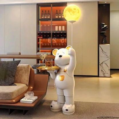 Adornos de escultura de oso violento de gran tamaño con forma de luna, mueble de TV para dormitorio y decoración creativa para habitación de niños, regalos luminosos para el hogar