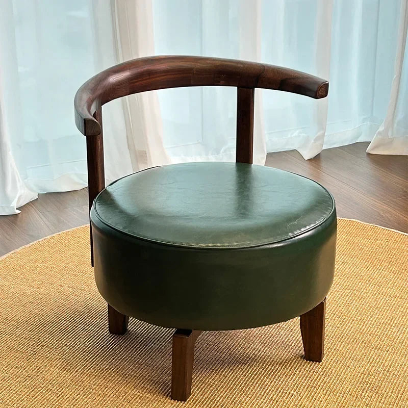 Rotating small chair Solid wood household small Low stool Strong backrest Adult children Rotating stool Living room sofa stool