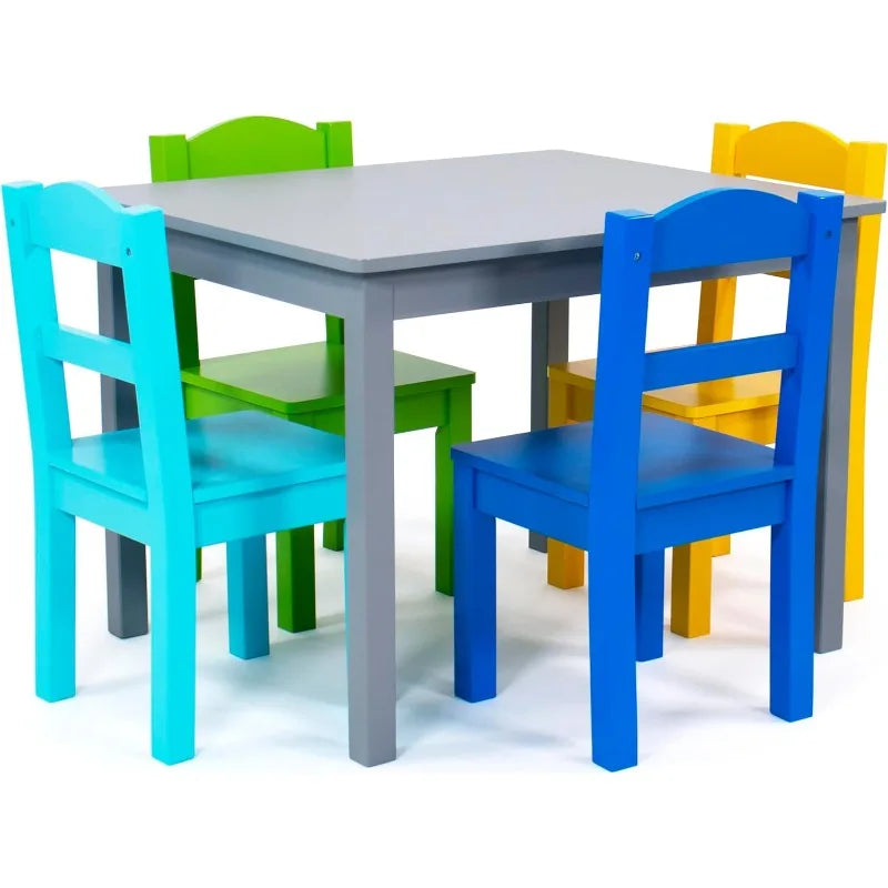 ensemble table et chaises pour enfants, ensemble table et 4 chaises en bois Humble Crew Tot Tutors - Collection Forever blanche, rose et violette,