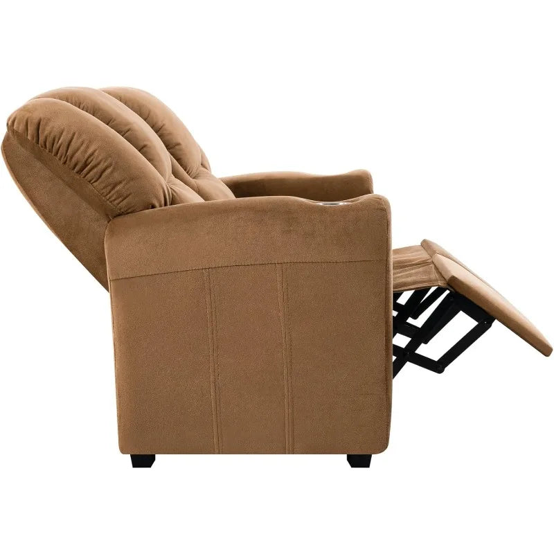 Fauteuil inclinable à deux places pour enfants Naomi Home Suri avec porte-gobelets, repose-pieds et appui-tête réglables, canapé inclinable à deux places pour garçons