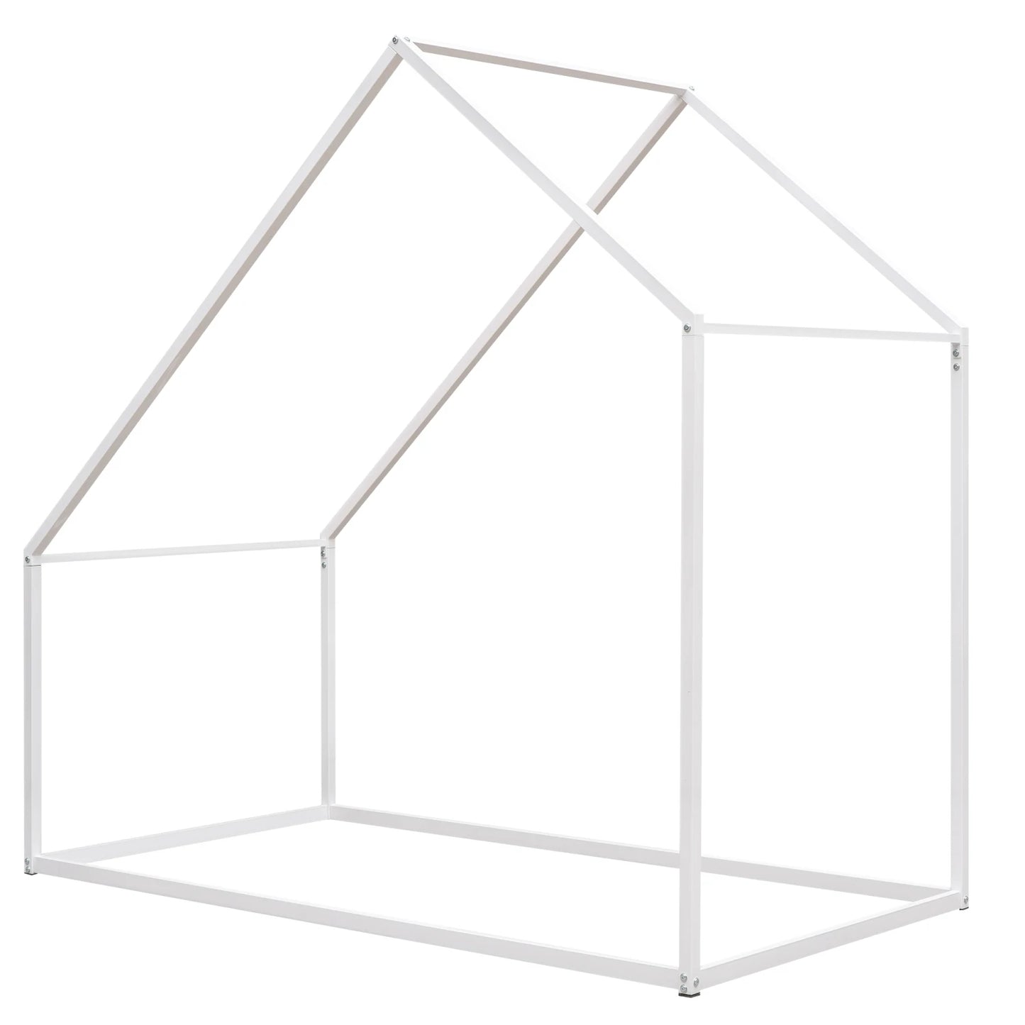 Lit cabane en métal pour enfants, taille double, blanc