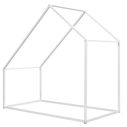 Lit cabane en métal pour enfants, taille double, blanc