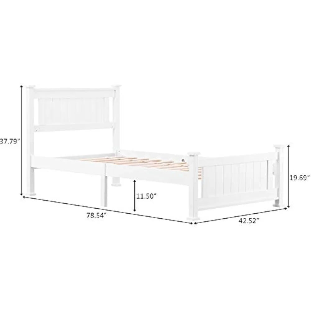 Ensemble de cadres de lit jumeaux pour enfants, cadre blanc avec tête de lit, lit simple en bois moderne pour adultes, meubles de chambre à coucher