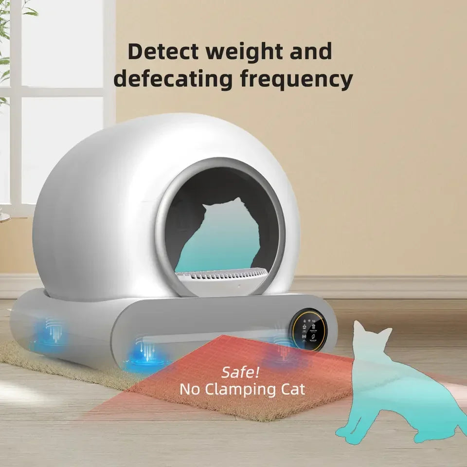 Tonepie Bac à litière automatique intelligent pour chat Autonettoyant 65 L Contrôle par application Bac à litière pour chats pour animaux de compagnie Désodorisant ionique Arenero Gato