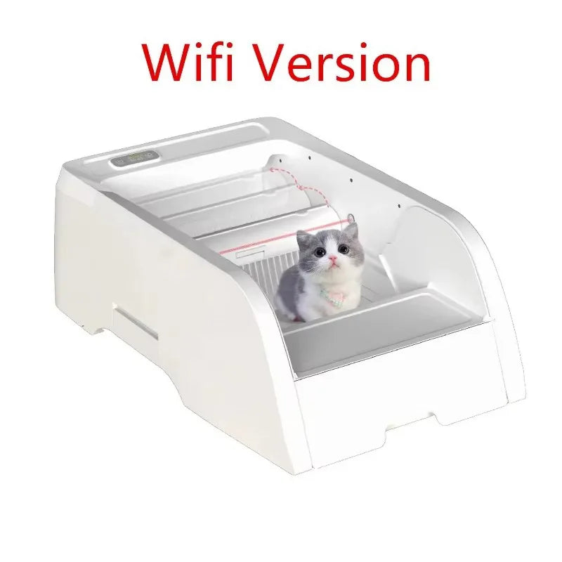 Caja de arena para gatos autolimpiante Bandeja automática eléctrica para gatos con extremo abierto Sensor infrarrojo Múltiples gatos Adecuado para gatos grandes Producto