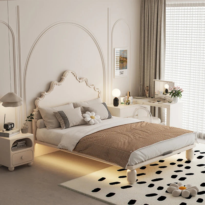 Lit de luxe pour enfants de princesse, lit mezzanine blanc de style français, ensemble de meubles de chambre à coucher Queen Villa Camas De Dormitorio moderne