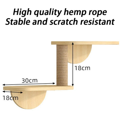 Wall Mounted Cat Climbing Shelf Set Wooden Hanging Cat Tree Hiding House Wood Scratching Post Cats Scratcher Toys Pet Products