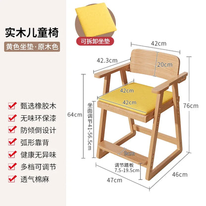 Chaises d'étude pour enfants en bois massif avec sièges élévateurs réglables Chaises d'écriture Chaises de salle à manger Bureaux de cuisine Sillas Para Comedor Стул 의자