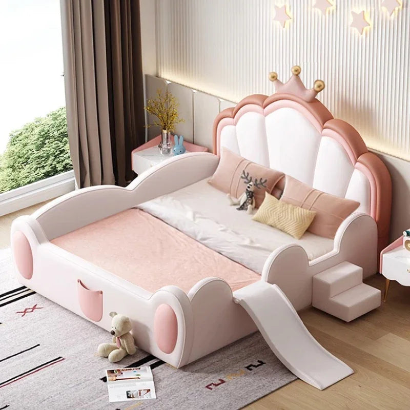 Princess Pretty Girls Double Bed Frame Luxury Modern Solid Wood Kids Bed Loft Villa Camas De Dormitorio Bedroom Set Furniture