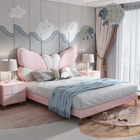 Princess Girls Luxury Double Bed Kids Modern Design Loft Baby Children Beds Frames Queen Cama Matrimonial Bedroom Furniture