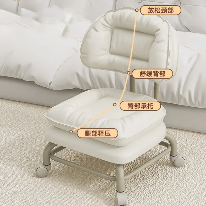 Small Stool with Universal Wheels for Home Use Children Walking with Wheels Backrest Chair 의자 식탁의자 Kitchen Living Room 가구