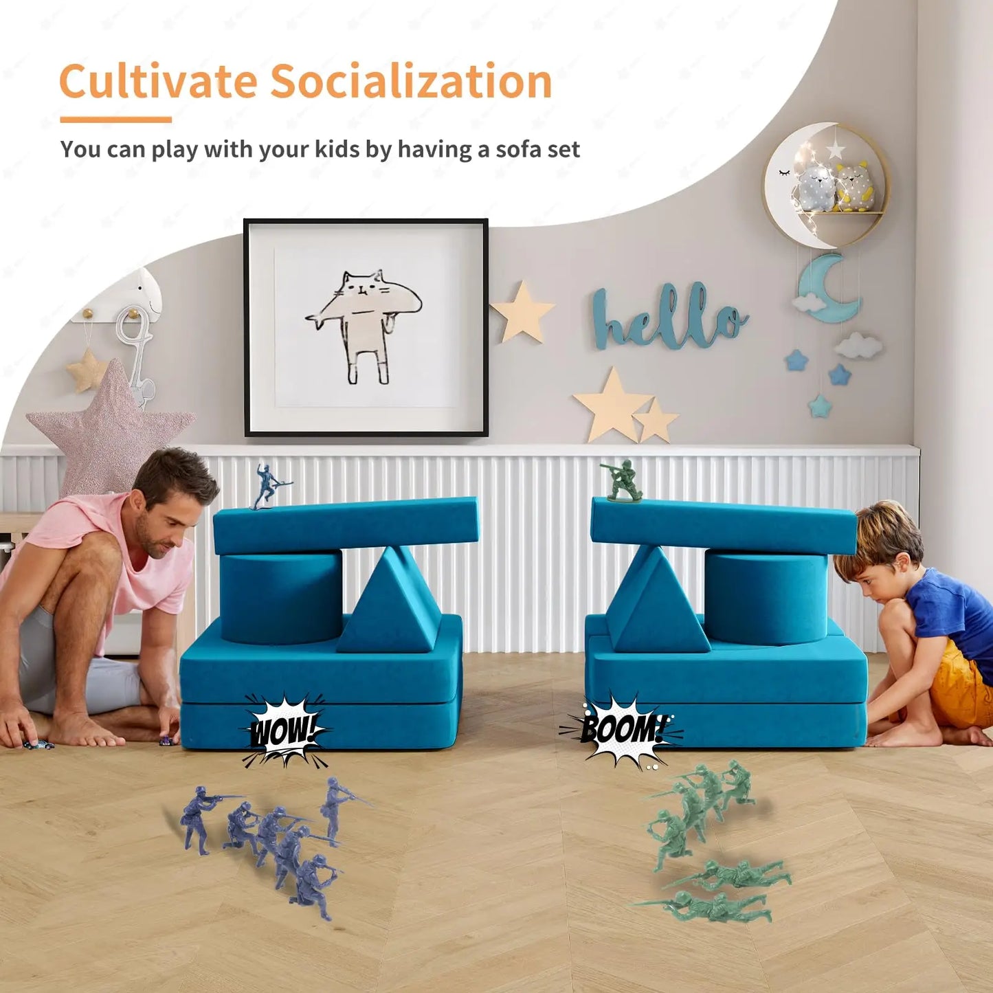 Canapé modulaire pour enfants de taille moyenne Canapé pour tout-petits pour salle de jeux Chambre à coucher Canapé pour enfants pour garçons et filles Canapé pour enfants combinable