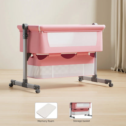 Berceau rose pour nouveau-né de style européen pour enfants, berceau amovible, multifonctionnel, portable et pliable pour poupées reborn