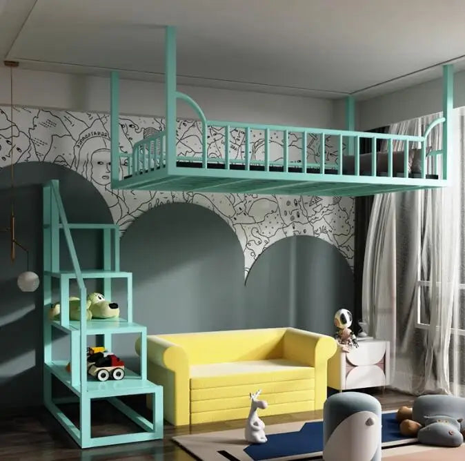 Lit suspendu en fer forgé pour enfants Lit suspendu multifonctionnel peu encombrant pour petit appartement loft