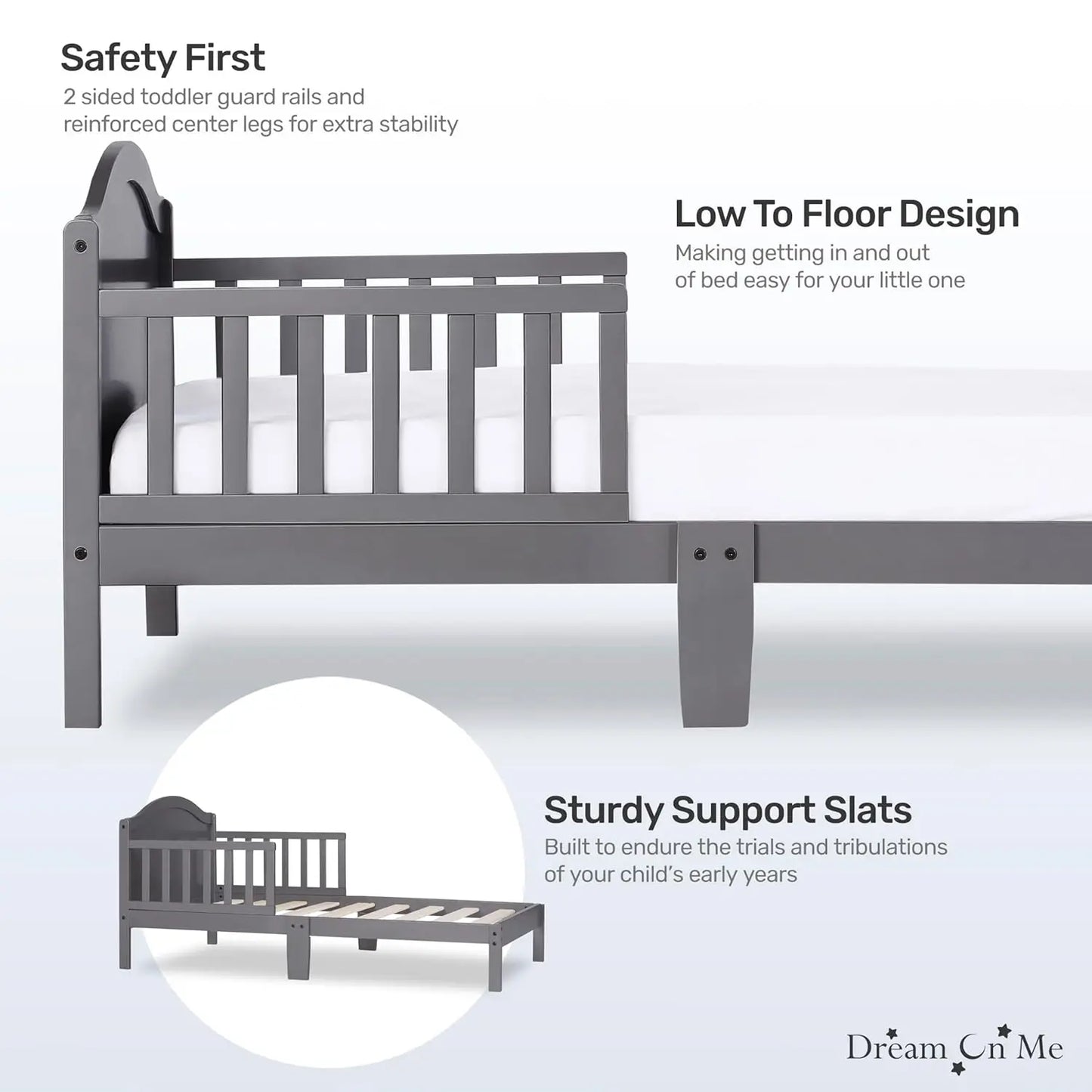 Sydney Toddler Bed in Steel Grey, Greenguard Gold Certified