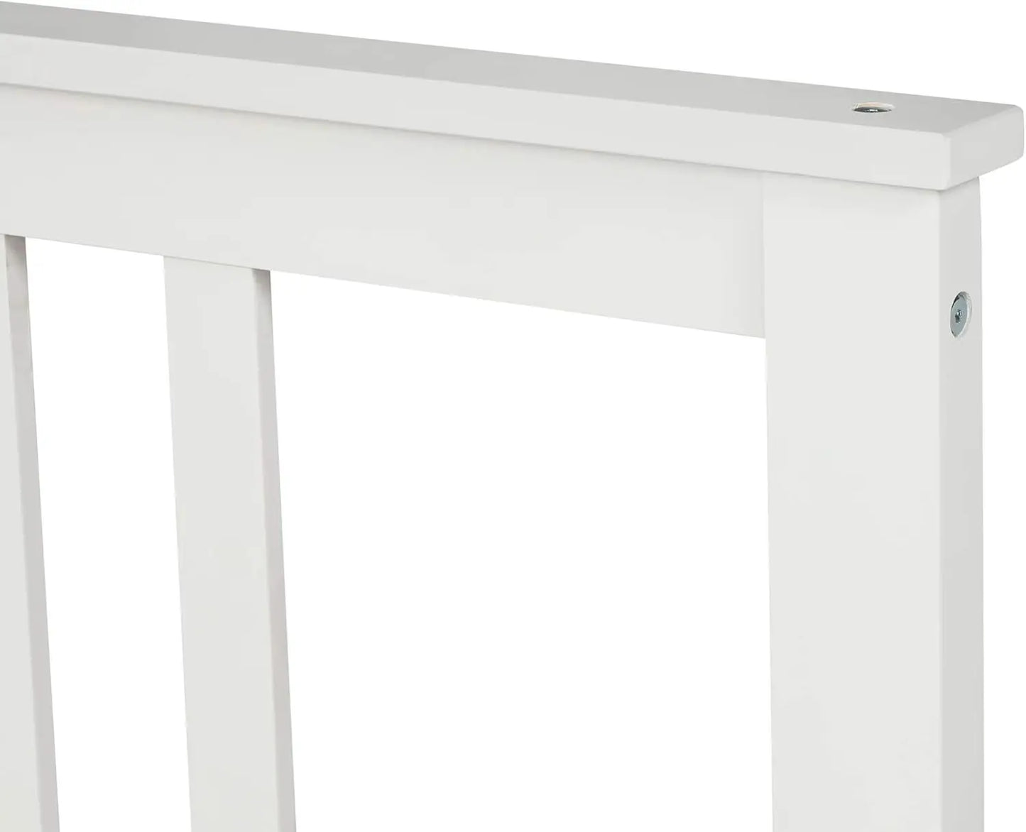 Lit plateforme double en bois massif blanc pour enfants, cadre de lit plateforme double avec tête de lit/pied de lit/support à lattes en bois, sans sommier