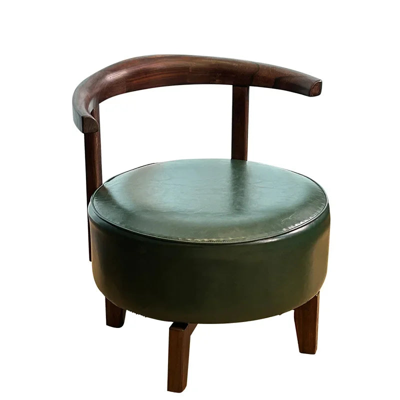 Rotating small chair Solid wood household small Low stool Strong backrest Adult children Rotating stool Living room sofa stool